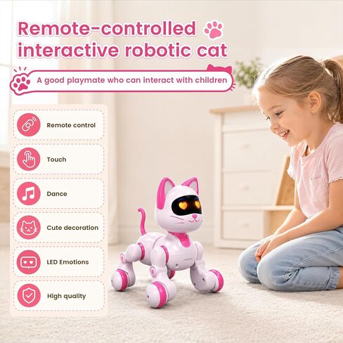 Robot Cat Toy for Kids, Pink Remote Control Robot Cat, Interactive Pet in Kuwait
