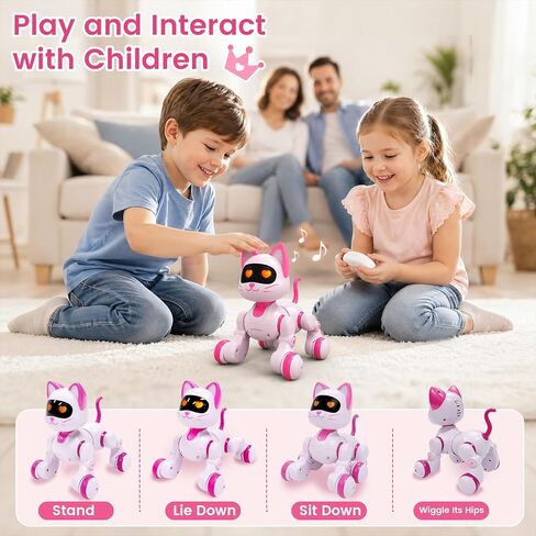 Robot Cat Toy for Kids, Pink Remote Control Robot Cat, Interactive Pet in Kuwait