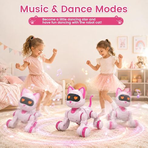 Robot Cat Toy for Kids, Pink Remote Control Robot Cat, Interactive Pet in Kuwait