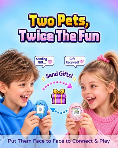 2-Pack Rechargeable Electronic Pet, 8 Pet Choices, 1.7" Color Screen in Kuwait
