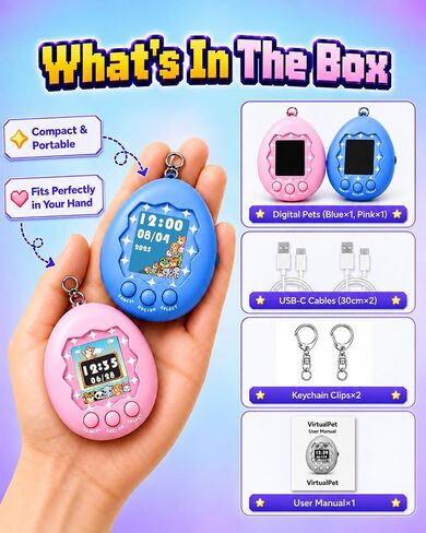 2-Pack Rechargeable Electronic Pet, 8 Pet Choices, 1.7" Color Screen in Kuwait