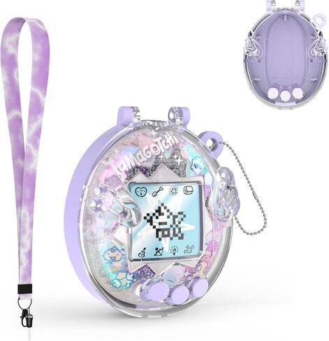 Clear Case for Tamagotchi Original, Transparent Protective Case Provide Back Panel Covering Compatible with Original Tamagotchi Gen1 Gen2 Gen3, with Portable Carrying Lanyard & Ball Chain in Kuwait