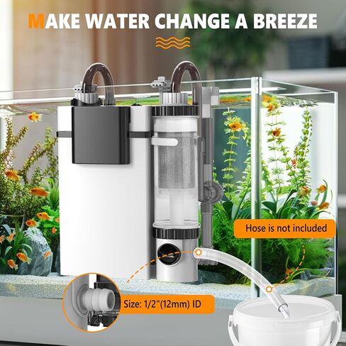 hygger Quiet Hang On Back Aquarium Filter 15-40 Gallon Small Fish Tank Canister Filter with Surface Skimmer Spray Bar 3 Floss Pads Bio Filter Media Adjustable Flow, Easy Water Change 159 GPH in Kuwait