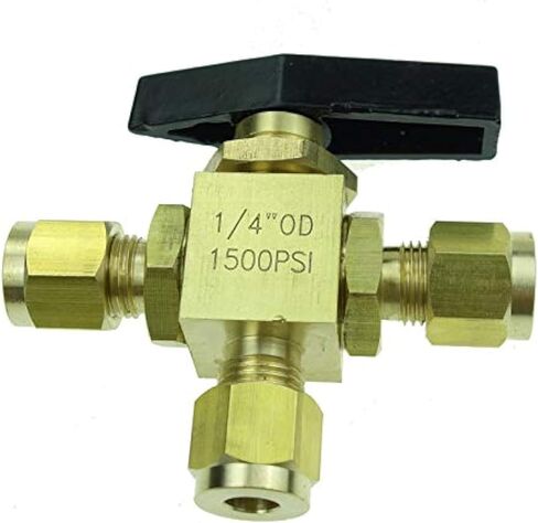 HongBoW أداة نحاسية 3 اتجاهات صمام كروي L منفذ لوحة مثبتة (3/8 "NPT) in Kuwait