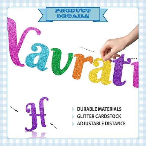 Happy Navratri Banner - NO DIY Navratri Party Decorations For Indian Festival Party Décor Glitter in Saudi Arabia