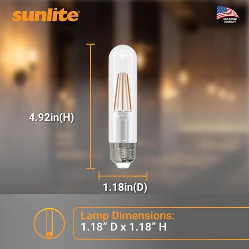 لمبة إضاءة أنبوبية Sunlite 80611 LED T10، 6 واط (ما يعادل 60 وات)، 600 لومن، قاعدة E26 متوسطة، قابلة للتعتيم، 128 مم، مدرجة في قائمة ETL، 2700 كلفن أبيض دافئ، عبوة واحدة in Kuwait