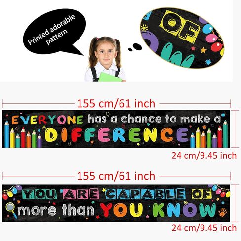Blulu 2 Pcs Motivational Classroom Banner for Student 9.5x61'', Classic in Kuwait