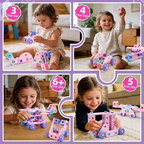 Design and Drill Toy - Children Tool Set with Drill & Toolbox, Create And Design Drill Kit Stem Toys for Kids Ages 3-6, Toddler Building Educational Construction Toy for 3-6 Year Old Girl (PINK) in Kuwait