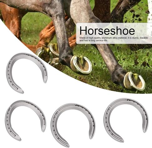 4Pcs Aluminium Alloy Horseshoe Kit for Horse Riding, Durable Horse Shoe Set with Slip Resistance, Suitable for Active or Hard-Ground Working Horses (Type 6) in Kuwait