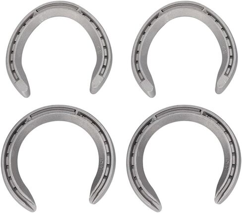 4-Piece Aluminum Alloy Horseshoe Set, Silver Equine Hoof Shoes with 2 Front and 2 Rear Plates, Sizes 4, 5, 6(Size 6) in Kuwait