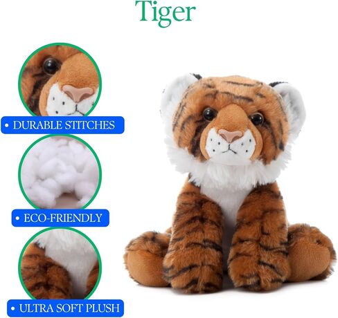 The Petting Zoo Tiger Stuffed Animal Plushie, Wild Onez, Kids Gifts, 9 in in Saudi Arabia