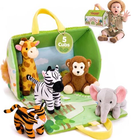 7-Piece Cat Stuffed Animal Playset with 5 Kittens, Plush House and Cushion in Saudi Arabia