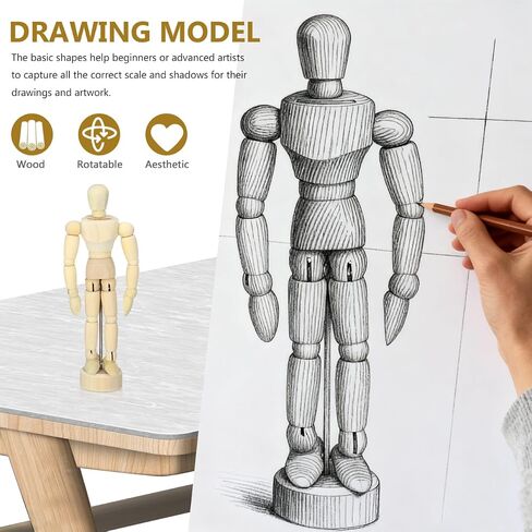 DOITOOL 12 Pcs Art Mannequin Figure, 5.3 Inch Wooden Mannequin for Drawing, Marionette Flexible Drawing Manikin Poseable Human Model for Artist Mini Dummy Desktop Decor in Kuwait