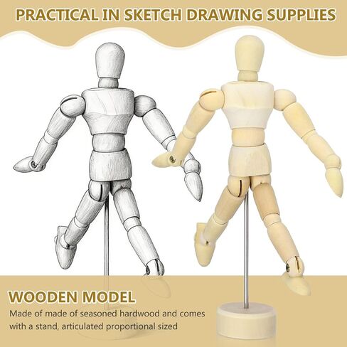 DOITOOL 12 Pcs Art Mannequin Figure, 5.3 Inch Wooden Mannequin for Drawing, Marionette Flexible Drawing Manikin Poseable Human Model for Artist Mini Dummy Desktop Decor in Kuwait