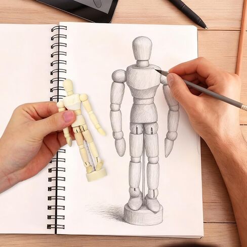 DOITOOL 12 Pcs Art Mannequin Figure, 5.3 Inch Wooden Mannequin for Drawing, Marionette Flexible Drawing Manikin Poseable Human Model for Artist Mini Dummy Desktop Decor in Kuwait
