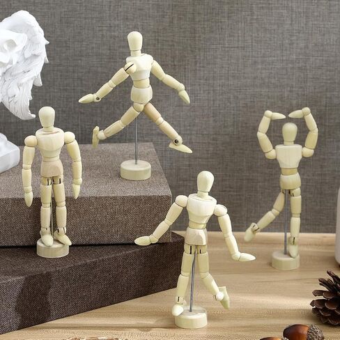 DOITOOL 12 Pcs Art Mannequin Figure, 5.3 Inch Wooden Mannequin for Drawing, Marionette Flexible Drawing Manikin Poseable Human Model for Artist Mini Dummy Desktop Decor in Kuwait