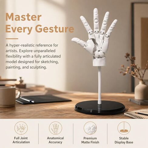 TsicTolg Articulated Hand Model, 1:1 Posable Left Hand with Stand in Kuwait