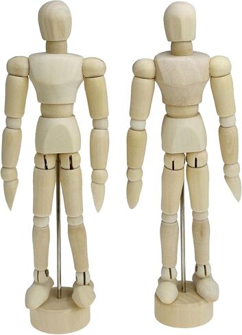 Woohome Drawing Mannequin, Flexible Wooden Mannequin, Wooden Artists Model for Drawing, Painting Supplies, Home Office Desk Decoration, 2 PCS, 8.77 Inch in Kuwait