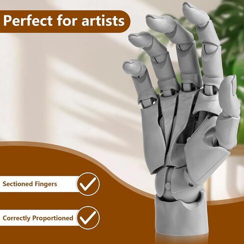 Sufeasdf Flexible Artists Hand Model, Adjustable Hand Model for Drawing, Lively Manikin Figure Hand Model for Desk Decoration, Sketching, Drawing, Painting (grey) in Kuwait