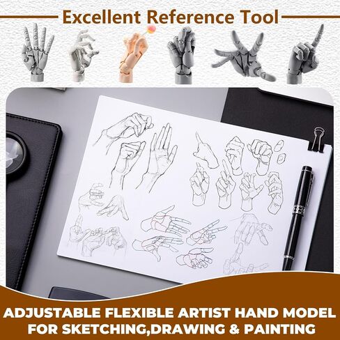 Sufeasdf Flexible Artists Hand Model, Adjustable Hand Model for Drawing, Lively Manikin Figure Hand Model for Desk Decoration, Sketching, Drawing, Painting (grey) in Kuwait
