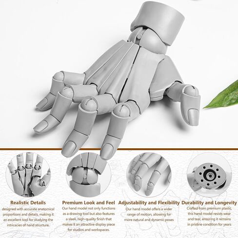 Sufeasdf Flexible Artists Hand Model, Adjustable Hand Model for Drawing, Lively Manikin Figure Hand Model for Desk Decoration, Sketching, Drawing, Painting (grey) in Kuwait