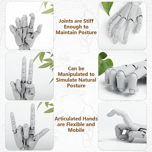 Sufeasdf Flexible Artists Hand Model, Adjustable Hand Model for Drawing, Lively Manikin Figure Hand Model for Desk Decoration, Sketching, Drawing, Painting (grey) in Kuwait