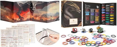 Grajar DND Customizable DM Screen 5e & 92 PCS Status Effects Markers in Saudi Arabia