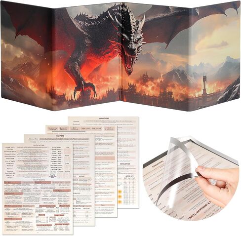 Grajar DND Customizable DM Screen 5e & 92 PCS Status Effects Markers in Saudi Arabia