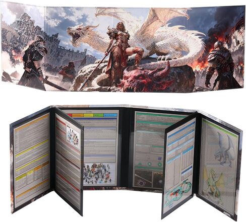 D&D 5e DM Screen 3D Relief White Dragon 8 Panel Dungeon Master Gift in Saudi Arabia
