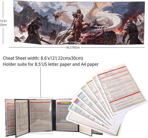 D&D 5e DM Screen 3D Relief White Dragon 8 Panel Dungeon Master Gift in Saudi Arabia