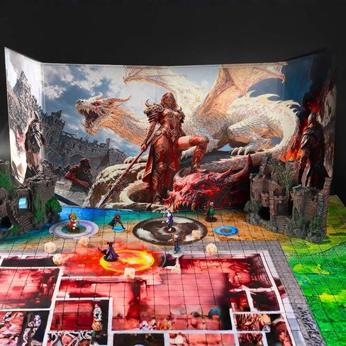D&D 5e DM Screen 3D Relief White Dragon 8 Panel Dungeon Master Gift in Saudi Arabia