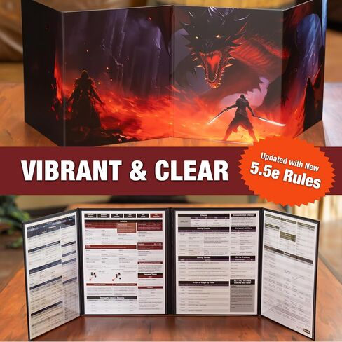 TIDYBOSS 4-Panel Customizable DM Screen with 50 Pieces Erasable Acrylic Initiative Trackers | Dungeons and Dragons Starter Set | DND Starter kit d&d Accessories | DND Gifts | DND dm Supplies in Kuwait