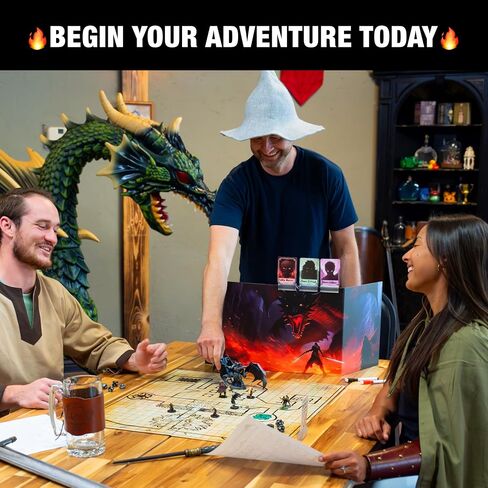 TIDYBOSS 4-Panel Customizable DM Screen with 50 Pieces Erasable Acrylic Initiative Trackers | Dungeons and Dragons Starter Set | DND Starter kit d&d Accessories | DND Gifts | DND dm Supplies in Kuwait