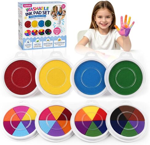 8 Pack 7" Large Ink Pads for Kids Washable Stamp Pad Craft Supplies in Kuwait