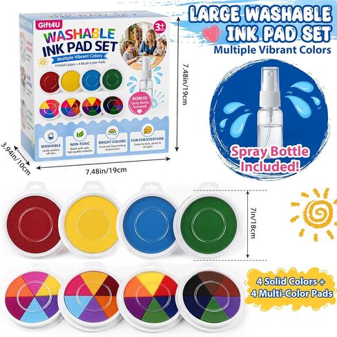 8 Pack 7" Large Ink Pads for Kids Washable Stamp Pad Craft Supplies in Kuwait