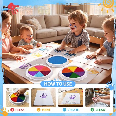 8 Pack 7" Large Ink Pads for Kids Washable Stamp Pad Craft Supplies in Kuwait