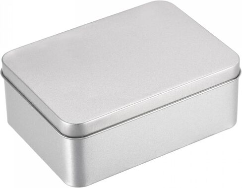 uxcell Metal Tin Box, 8.66" x 6.3" x 2.72" Rectangular Empty Tinplate Storage Containers with Lids, Silver Tone in Kuwait