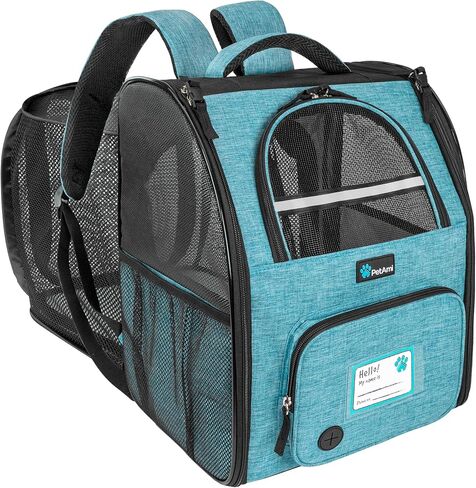 PetAmi Expandable Dog Cat Backpack Carrier, Airline Approved, Black in Kuwait