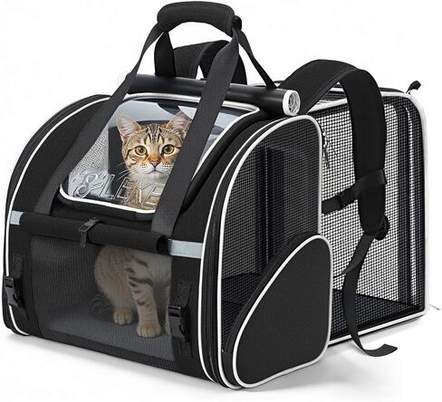 Lekereise Expandable Cat Backpack Carrier for Cats and Small Dogs up to 18 lbs, Breathable Pet Carrier Backpack with Extra Space, Sun Shade, Safety Leash, Hand Carry for Travel and Vet Visits, Pink in Kuwait