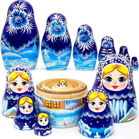 AEVVV Christmas Russian Nesting Dolls Set 6 pcs - Nativity Nesting Dolls Russian Souvenir - Matryoshka Doll Christmas Decorations - Christmas Stacking Dolls in Kuwait