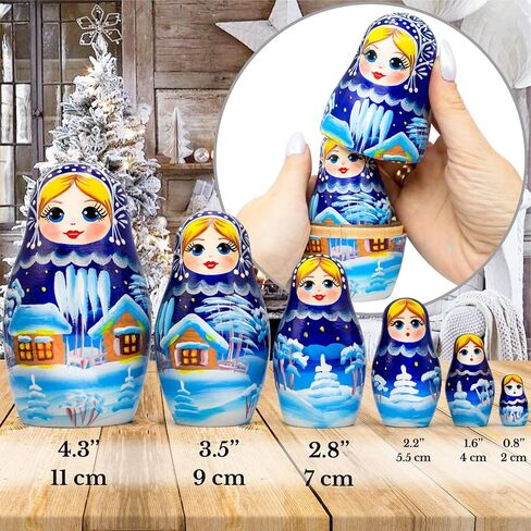 AEVVV Christmas Russian Nesting Dolls Set 6 pcs - Nativity Nesting Dolls Russian Souvenir - Matryoshka Doll Christmas Decorations - Christmas Stacking Dolls in Kuwait