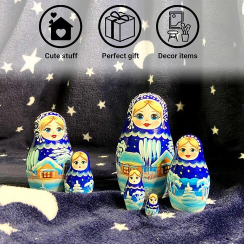 AEVVV Christmas Russian Nesting Dolls Set 6 pcs - Nativity Nesting Dolls Russian Souvenir - Matryoshka Doll Christmas Decorations - Christmas Stacking Dolls in Kuwait