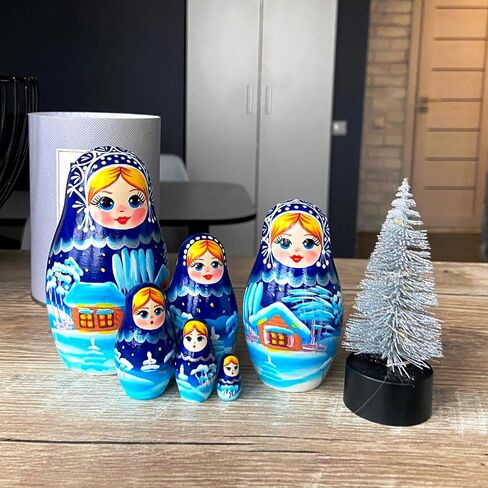 AEVVV Christmas Russian Nesting Dolls Set 6 pcs - Nativity Nesting Dolls Russian Souvenir - Matryoshka Doll Christmas Decorations - Christmas Stacking Dolls in Kuwait