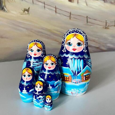 AEVVV Christmas Russian Nesting Dolls Set 6 pcs - Nativity Nesting Dolls Russian Souvenir - Matryoshka Doll Christmas Decorations - Christmas Stacking Dolls in Kuwait