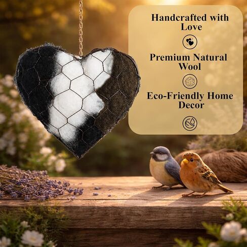 Alpaca Fiber Nesting Heart – Hanging Natural Material for Outdoor Garden Birds, Safe & Cozy Habitat in Kuwait