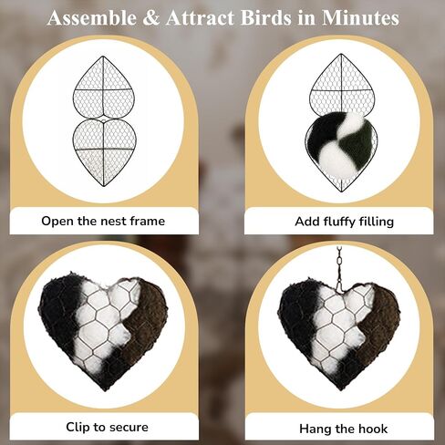 Alpaca Fiber Nesting Heart – Hanging Natural Material for Outdoor Garden Birds, Safe & Cozy Habitat in Kuwait