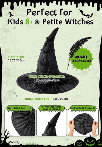 Zando Black Witch Hat for Kids Teens, Moive Cosplay Accessory in Kuwait