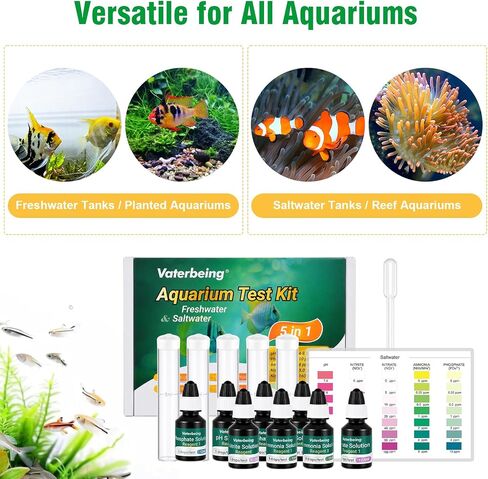 5 in 1 Aquarium Water Master Test Kit, Fish Tank Testing Kit in Kuwait