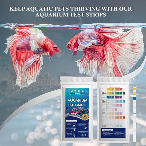 Aquarium Test Kit 9 in 1, 25 Count Strips for Fish Tanks and Ponds, Testing pH Alkalinity Hardness Chlorine Nitrite Sulfate Copper Iron Ammonia in Kuwait