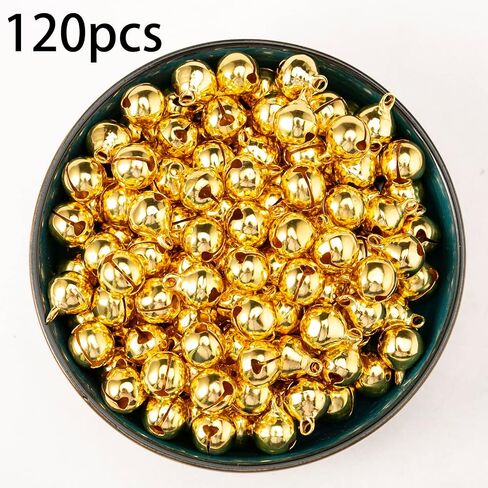 120PCS Gold Jingle Bells Small Bell Mini Bells for DIY Bracelet Anklets Necklace Knitting/Jewelry Making 0.4 inch(Gold) in Kuwait